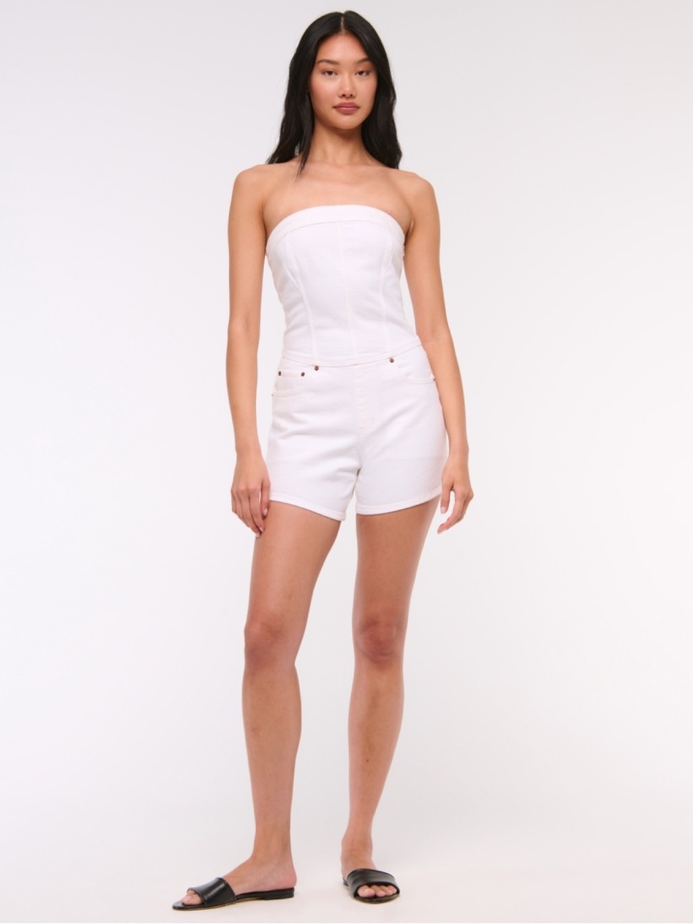 NWT - Abercrombie & Fitch - Strapless Denim Romper - Picture 2 of 9